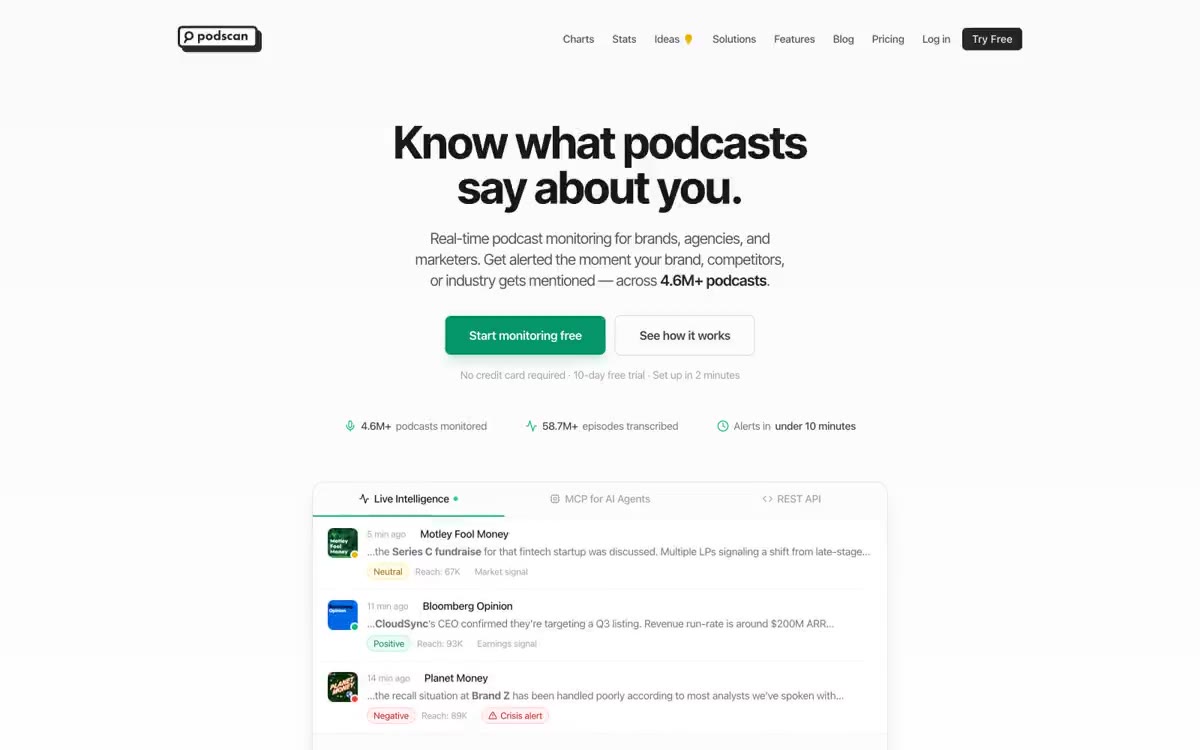 Podscan.fm 网站预览