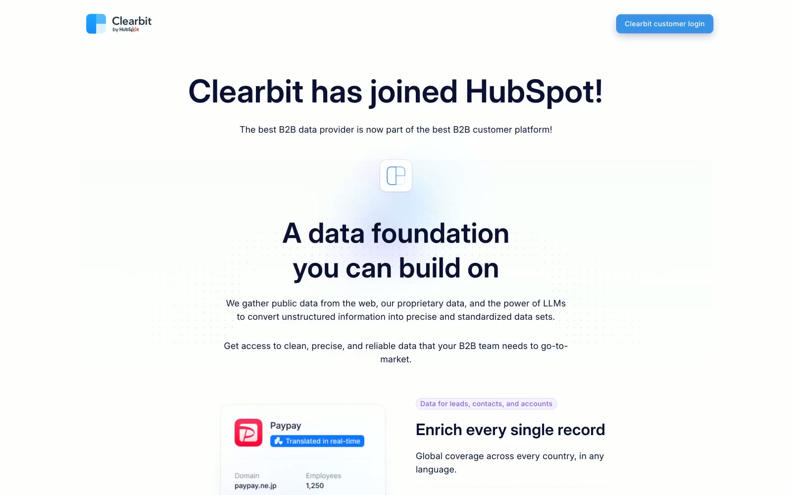 Clearbit 网站预览