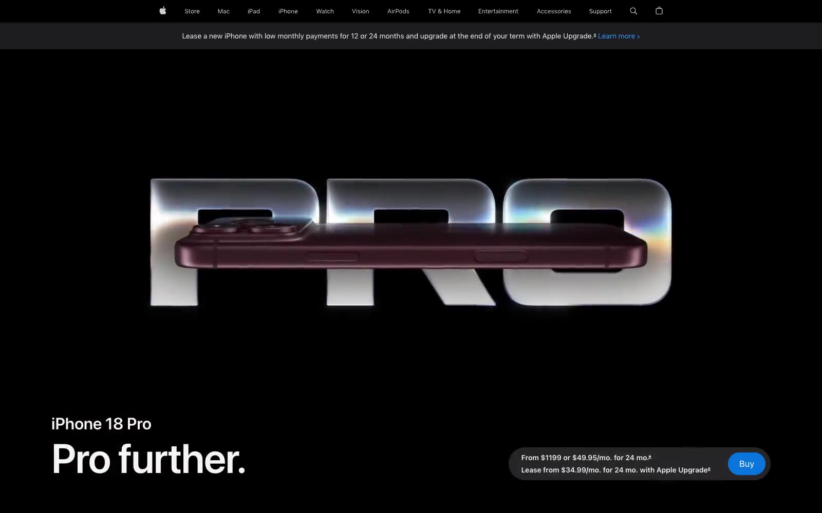 Apple iPhone 18 Pro 网站预览