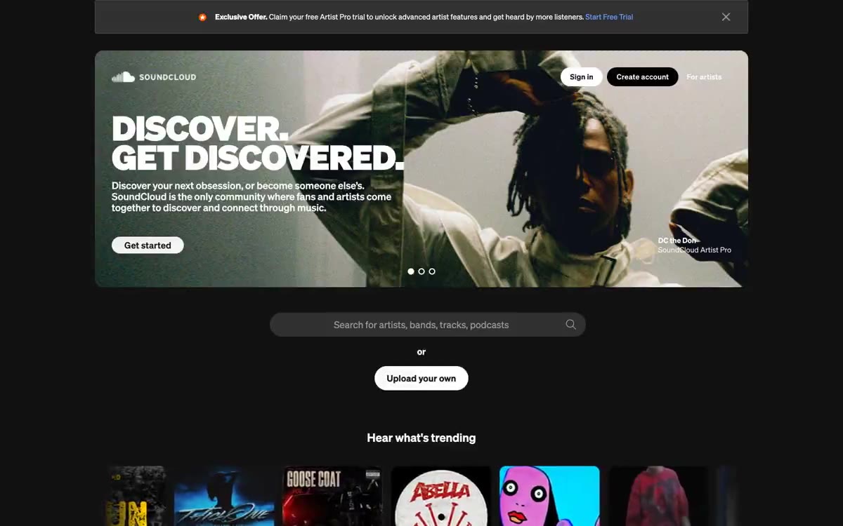 SoundCloud 网站预览