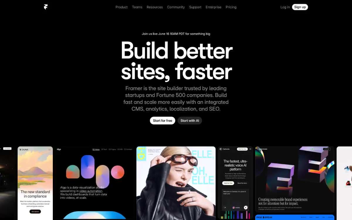Framer 网站预览