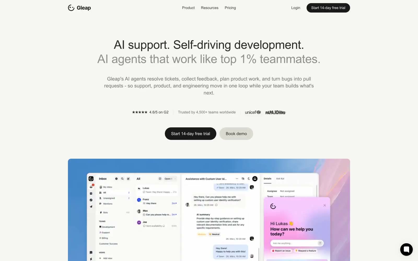 Gleap 网站预览